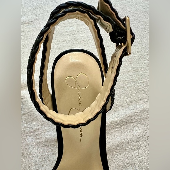 NIB Jessica Simpson Talise Knotted Strap Wedge Sandals- Black 10 - Picture 3 of 12